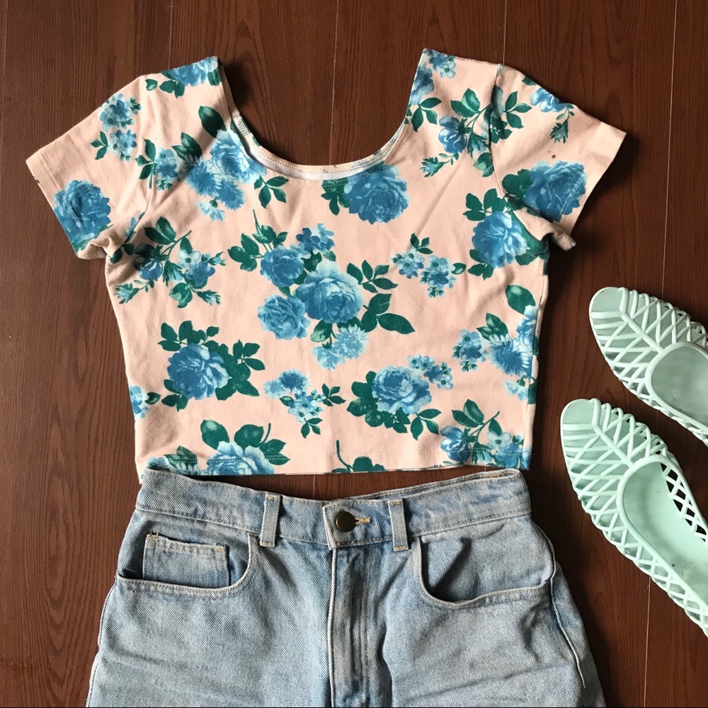American apparel floral crop top